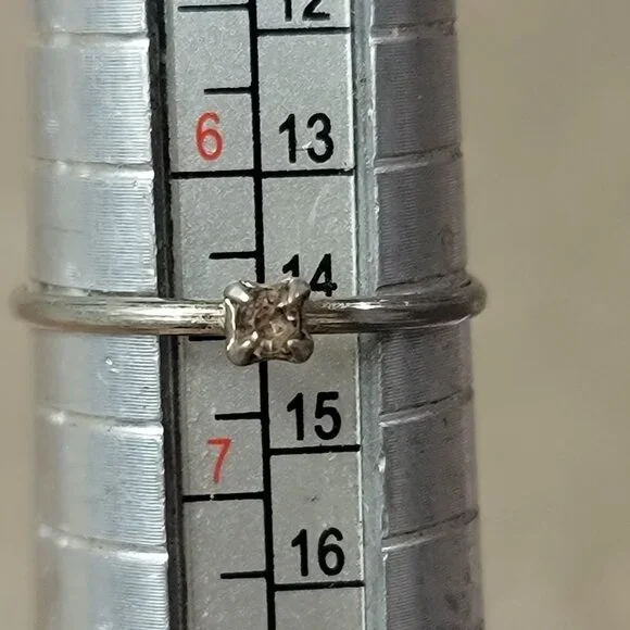 Dainty minimalist smoky topaz stamped STER silver ring - Picture 4 of 15